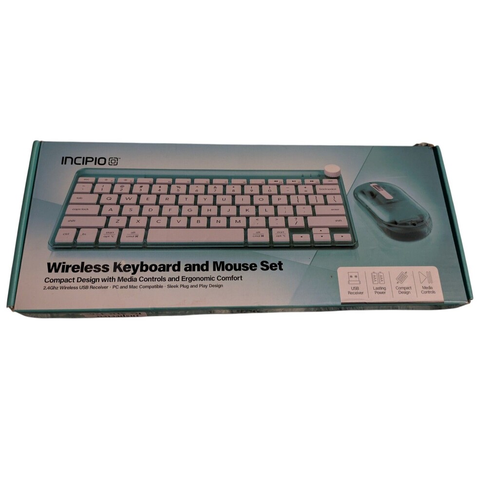 Incipio Wireless Keyboard and Mouse Set USB PC Mac New in Box
